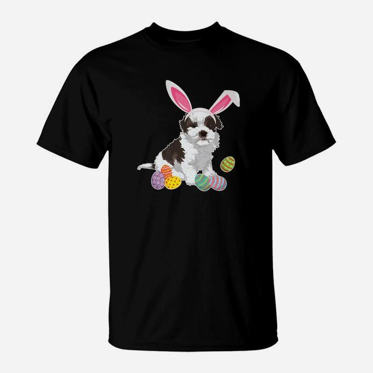 Kyileo Dog Bunny Rabbit Hat Playing Easter Eggs Happy T-Shirt