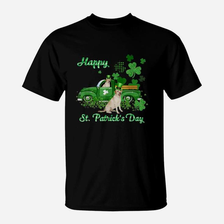 Labrador Retriever Riding Green Truck St Patricks Day Dog Lovers Gift T-Shirt