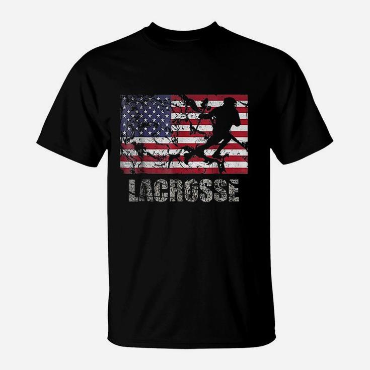 Lacrosse American Flag T-Shirt Usa Flag Fan Vintage Retro