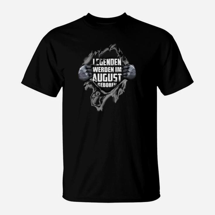 Legenden Geboren im August T-Shirt, Coole Schwarze Geburtstags-Design
