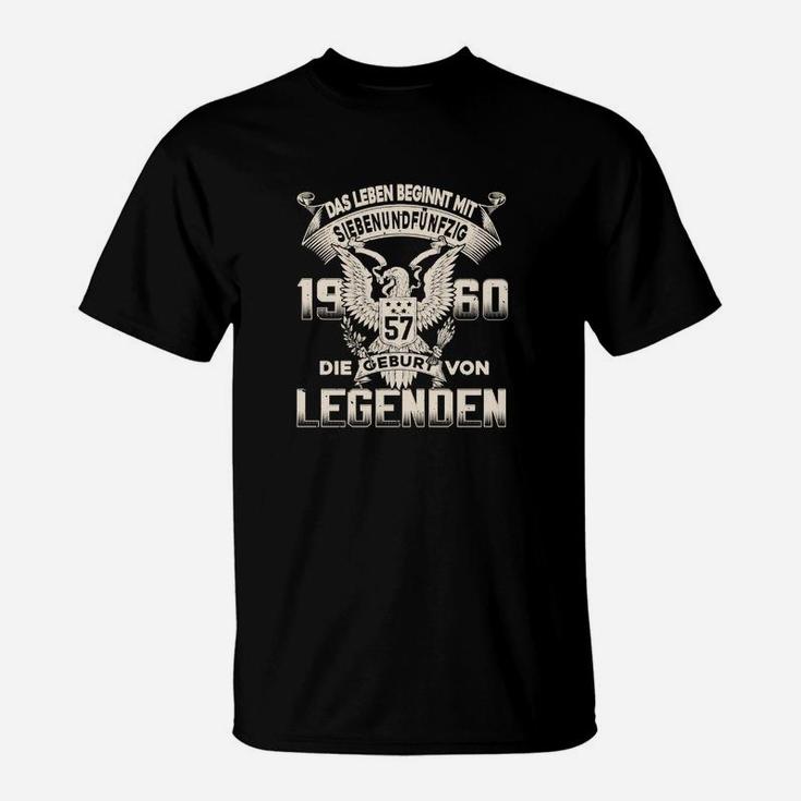 Legenden Geburtsjahr 1957 Schwarzes Herren-T-Shirt mit Aufdruck