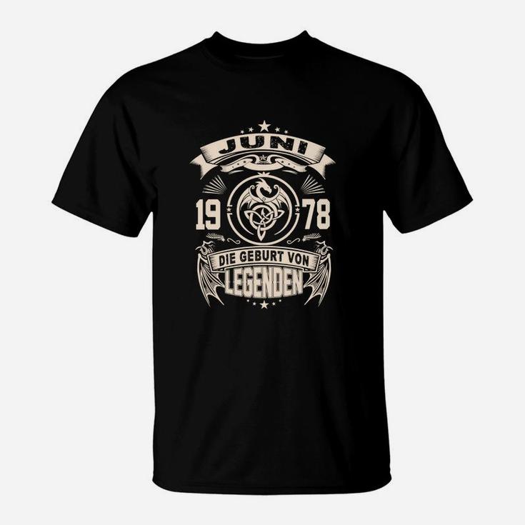 Legenden Juni 1978 Geburtstagsshirt, Retro T-Shirt Design