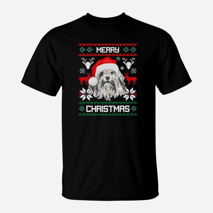 Little Lion Dog Merry Christmas Dog Gift Xmas T-Shirt