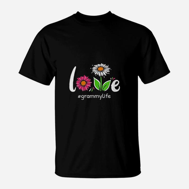 Love Grammy Life Grammylife Heart Floral Gift T-Shirt