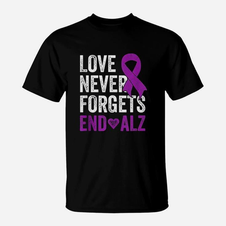 Love Never Forgets Purple Ribbon Awareness T-Shirt
