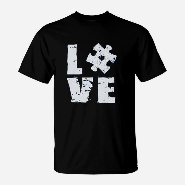 Love Puzzle Autism For Men Autsm Awareness Puzzle Gifts T-Shirt