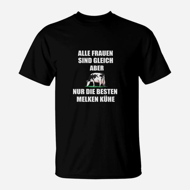 Lustiges Damen T-Shirt Kuh-Melkerinnen, Beste Frauen Melken Kühe Spruch