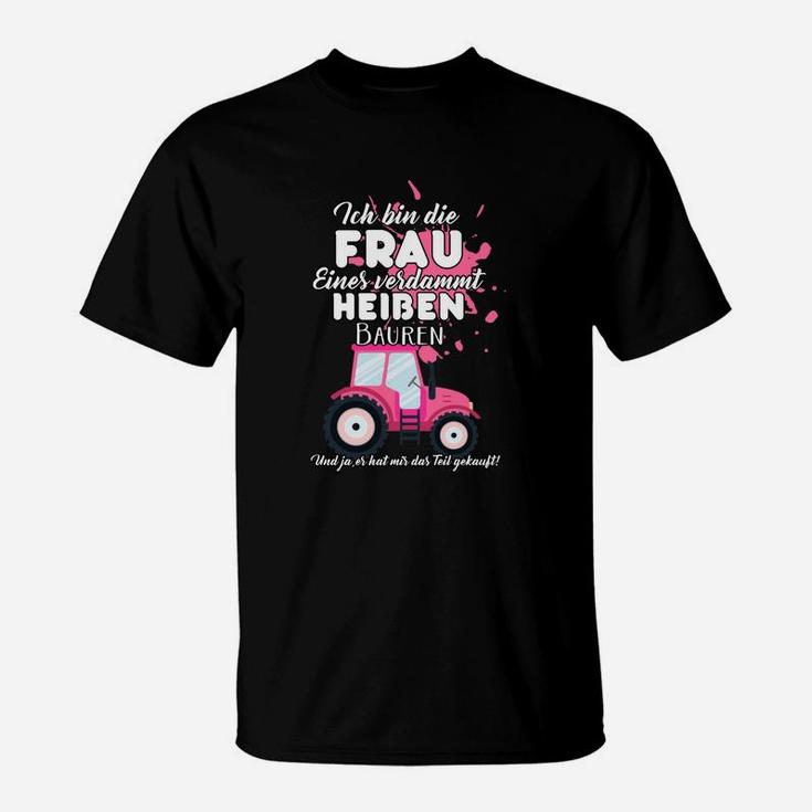 Lustiges Damen T-Shirt Traktor-Motiv, Frau eines Helden Bauern