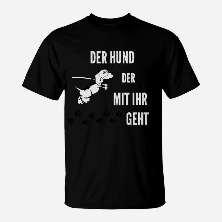 Lustiges Herren T-Shirt 'Der Hund, der mit ihr geht', Witziges Haustier-Motiv