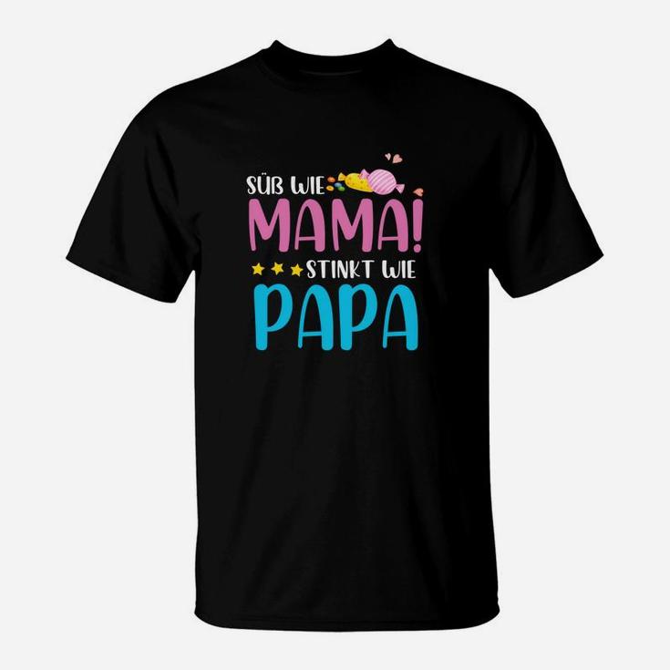 Lustiges Kinder T-Shirt Süß wie Mama, stinkt wie Papa, Witziges Statement-Shirt
