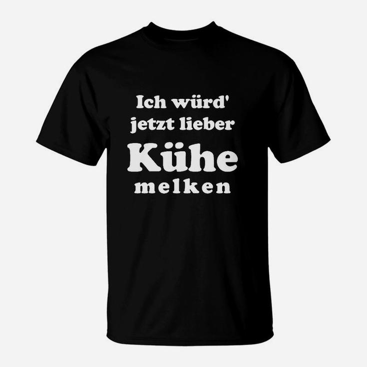 Lustiges Kuh-Melken Statement T-Shirt Schwarz, Bauernhof Humor