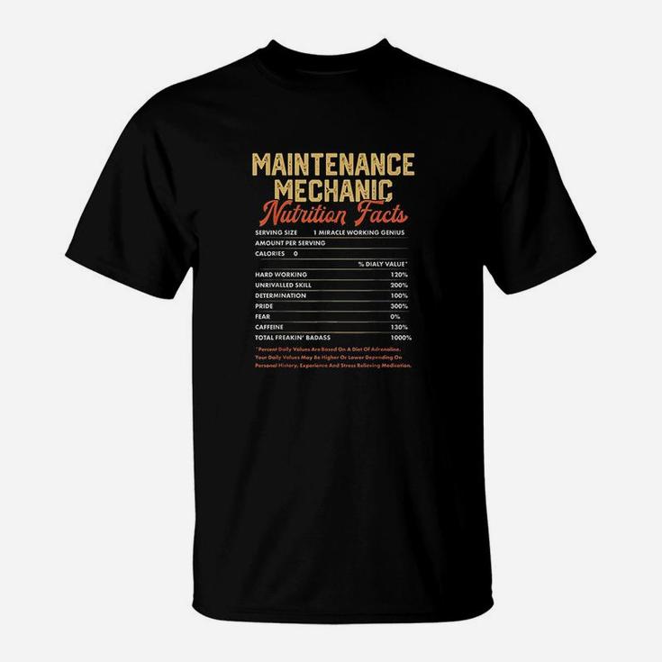 Maintenance Mechanic Nutrition Facts Funny Vintage T-Shirt