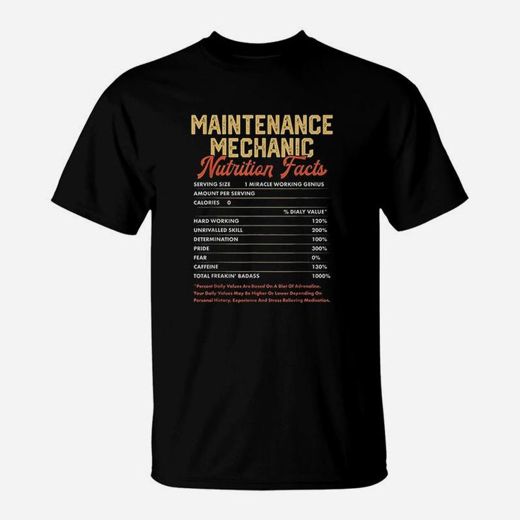 Maintenance Mechanic Nutrition Facts Funny Vintage T-Shirt