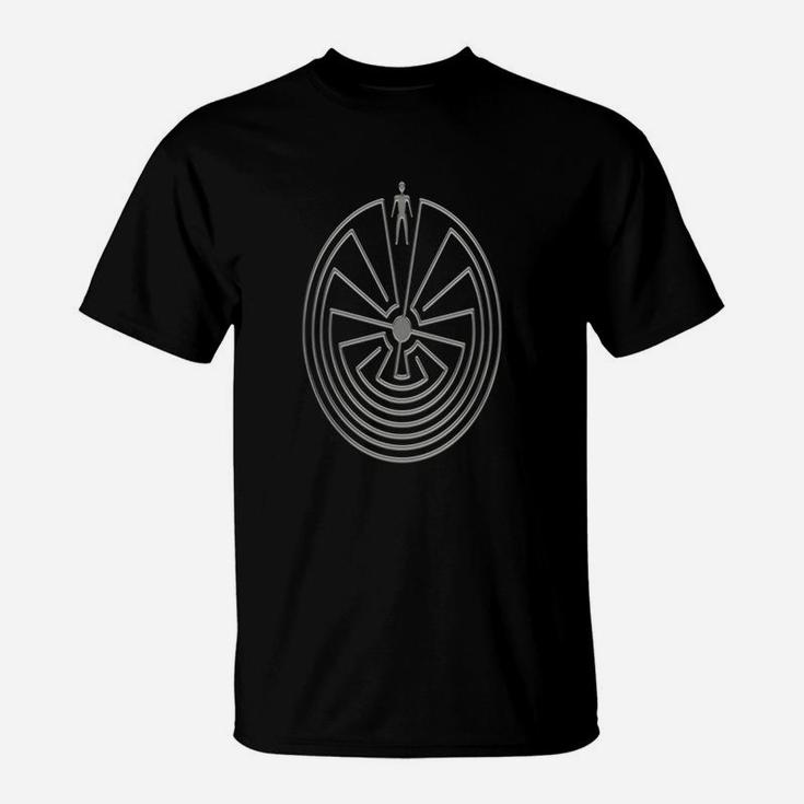 Man In The Maze Metal Silver Style Symbol T-Shirt