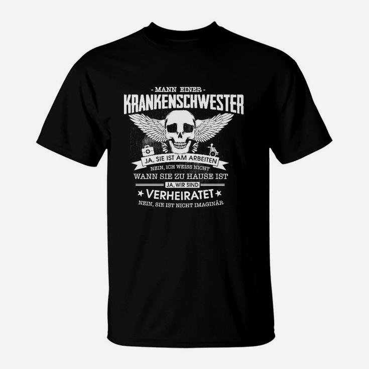 Mann einer Krankenschwester T-Shirt, Motivdruck für Pflegefamilie