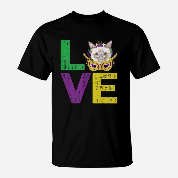 Mardi Gras Fat Tuesday Costume Love Birman Funny Gift For Cat Lovers T-Shirt