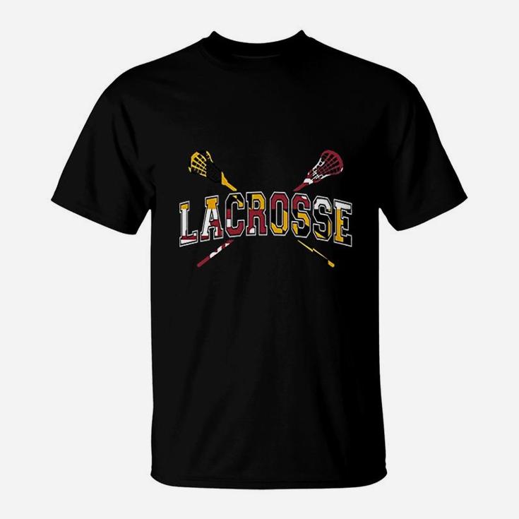 Maryland Lacrosse T-Shirt For Dad Sticks Crossed Lax Flag Maryland Lacrosse T-Shirt For Dad Sticks Crossed Lax Flag