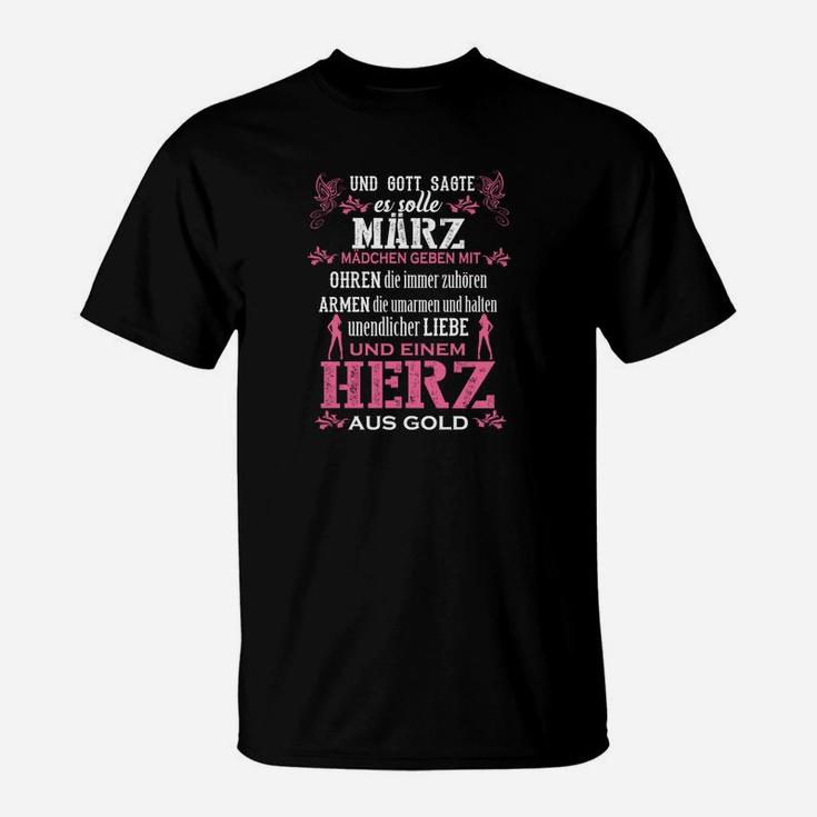 März Mädchen Einem Herz Aus Gold Tee T-Shirt