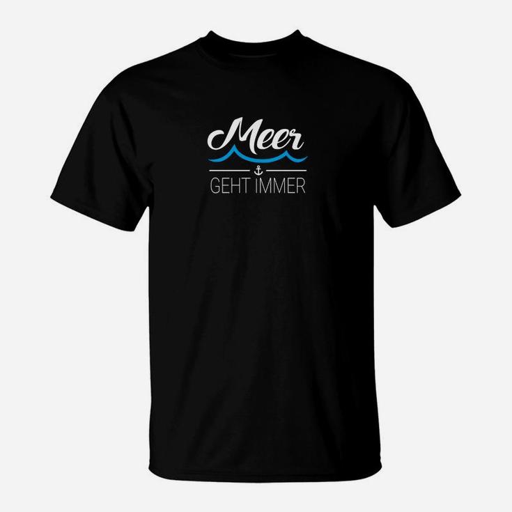 Meer Geht Immer T-Shirt Unisex in Schwarz, Strandliebhaber Design