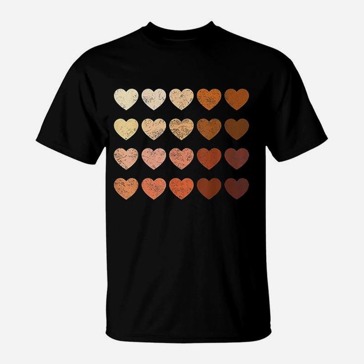 Melanin Hearts Vintage Valentines Day Gift T-Shirt
