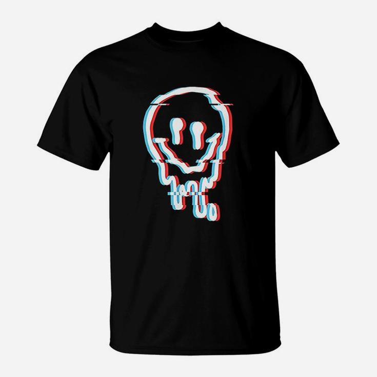 Melted Smiling Face Illusion Psychedelic Trippy T-Shirt