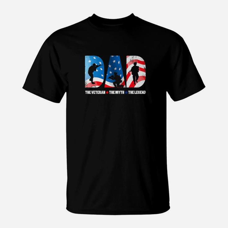 Mens Dad The Veteran The Myth The Legend Cool Soldier Gift T-Shirt