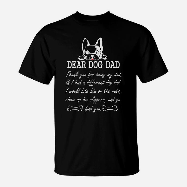 Mens Dear Dog Dad Thank You For Being My Dad Christmas Gift T-Shirt