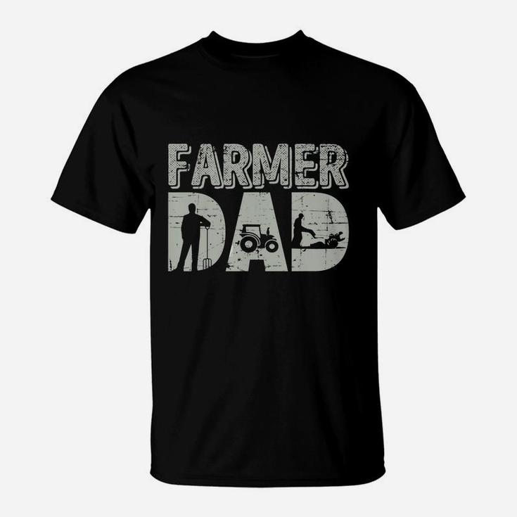 Mens Farmer Dad Shirt Farm Farming Fathers Day Gift Tractor T-Shirt
