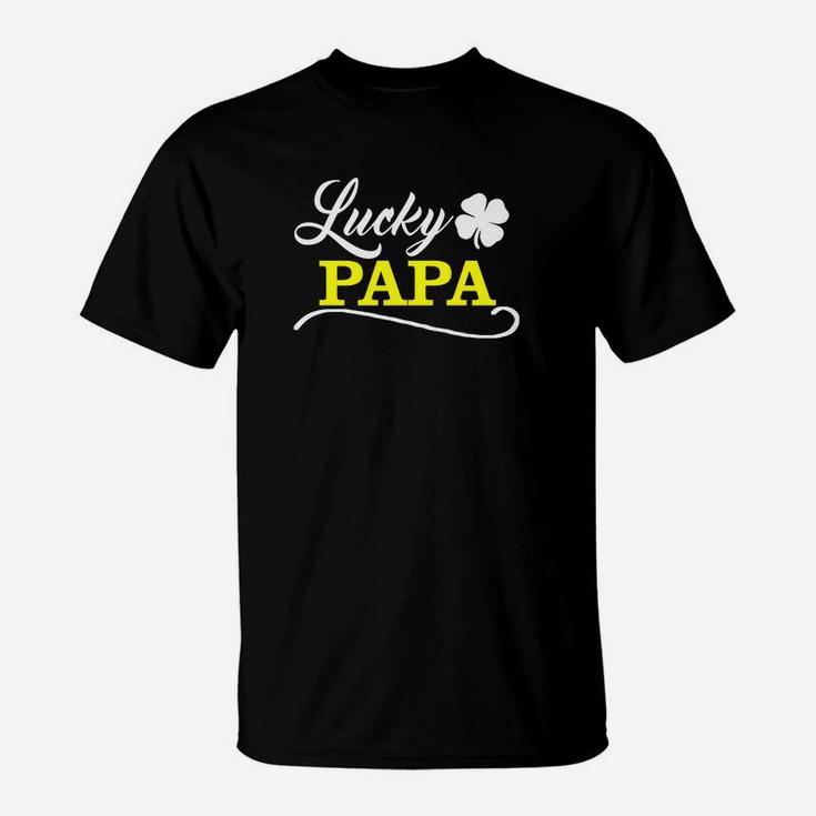 Mens Lucky Papa Fun Family Saint Patricks Day Holiday T-Shirt