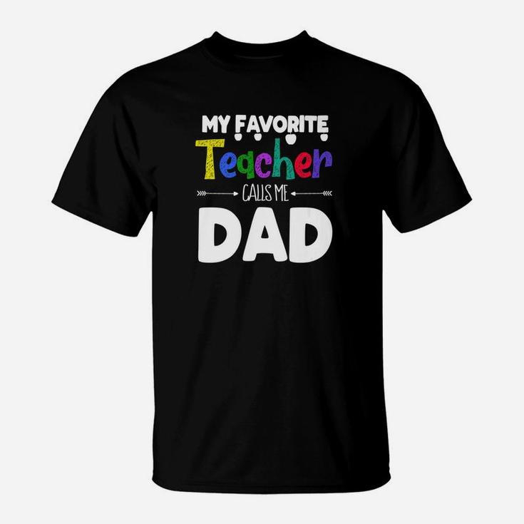 Mens My Favorite Teacher Calls Me Dad Fathers Day Plaid Gift Premium T-Shirt