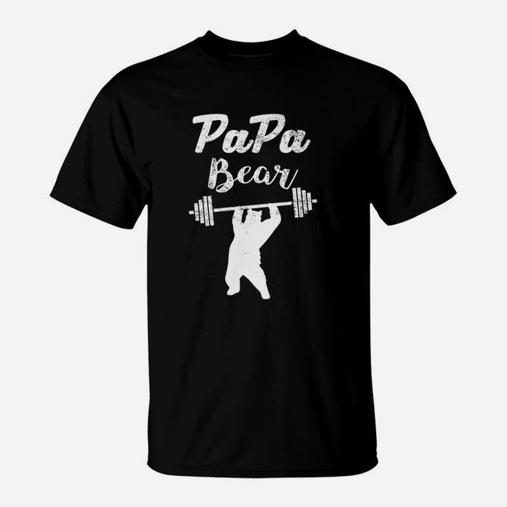 Mens Papa Bear Funny Papa New Dad Workout T-Shirt