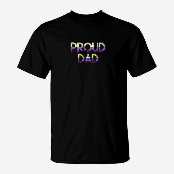 Mens Proud Dad Nonbinary Pride Flag Lgbt Fathers Day Shirt T-Shirt