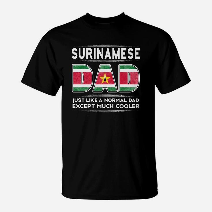 Mens Suriname Dad Is Cooler Promoted To Daddy T-Shirt