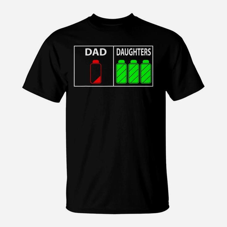 Mens Triplet Dad Of Three Daughters Shirt Funny Fathers Day Gift T-Shirt