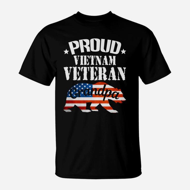 Mens Vietnam Veterans Fathers Day Proud Grandpa Bear T-Shirt