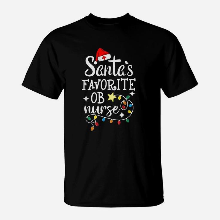 Merry Christmas Nurse Crew Rn Santas Favorite Ob Nurse T-Shirt