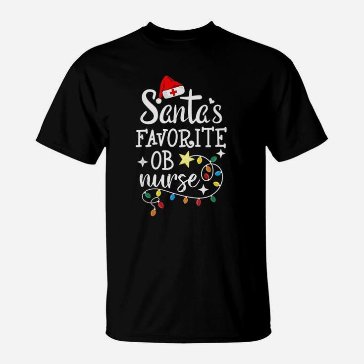 Merry Christmas Nurse Crew Rn Santa's Favorite Ob Nurse T-Shirt