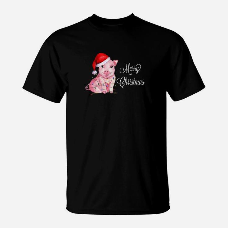 Merry Christmas Pig Lovers Farmer Funny T-Shirt
