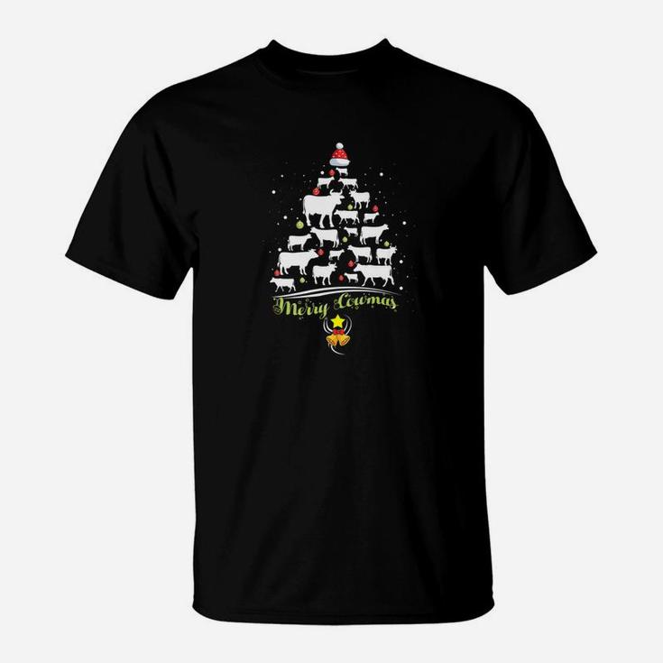 Merry Cowmas Funny Cow Lover Christmas Tree Xmas Gift T-Shirt