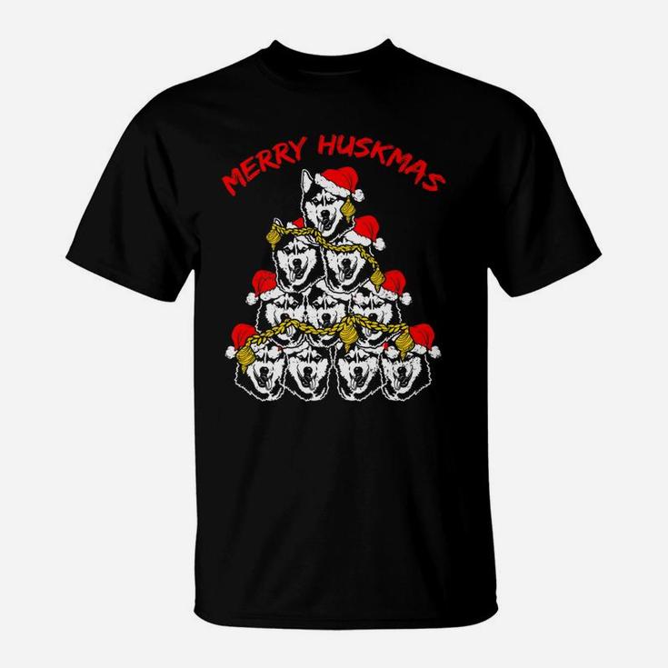 Merry Huskmas Husky Dog Funny Ugly Christmas Tree T-Shirt