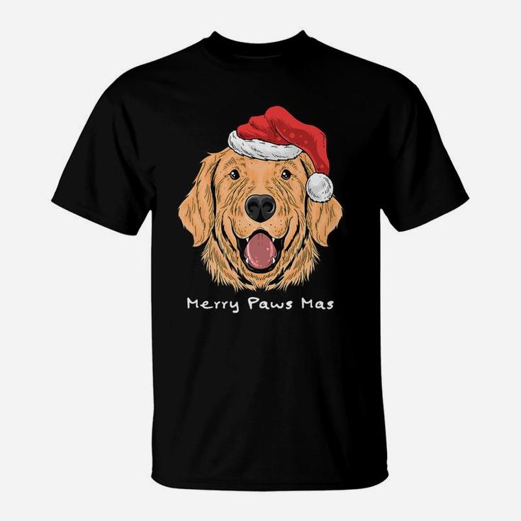 Merry Paws Mas Funny Dog Lover Christmas T-Shirt