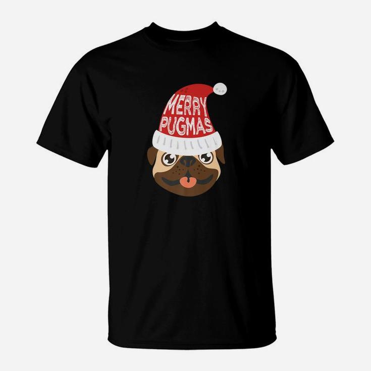 Merry Pugmas Christmas Pug Lovers Gift Pug Mom Dad T-Shirt