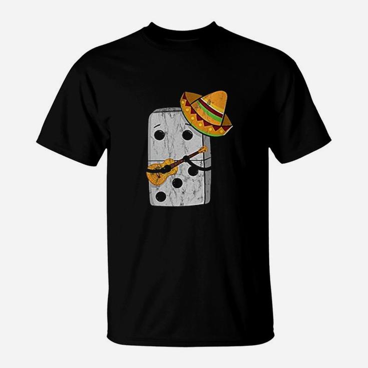 Mexican Train Dominoes Funny With Guitar And Sombrero T-Shirt