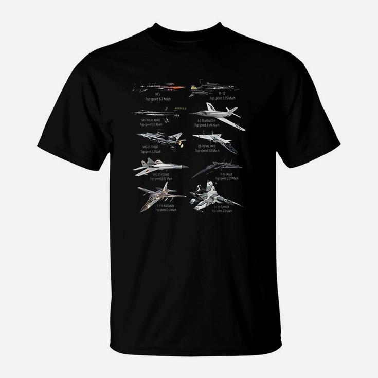 Military Fastest Jet Fighters Aircraft Plane Of The World T-Shirt