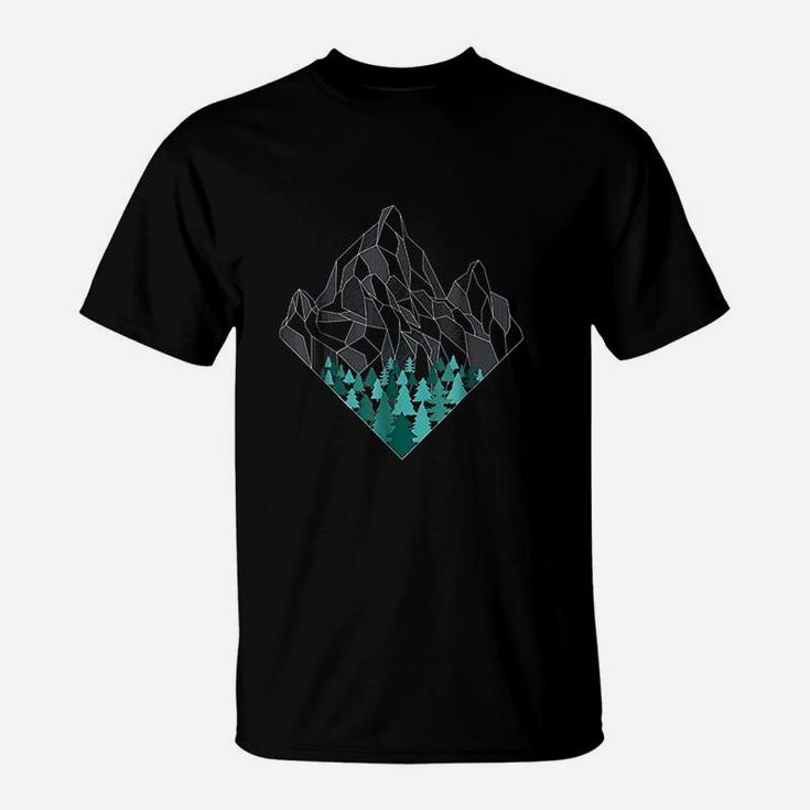 Minimal Mountains Geometry Outdoor Hiking Nature T-Shirt