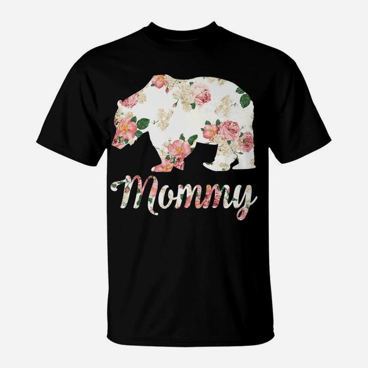 Mommy Bear Floral Family Christmas Matching Gift T-Shirt