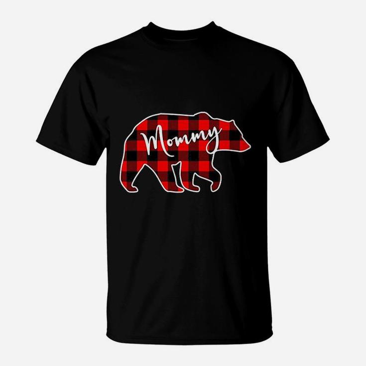 Mommy Bear Red Plaid Matching Family Christmas T-Shirt