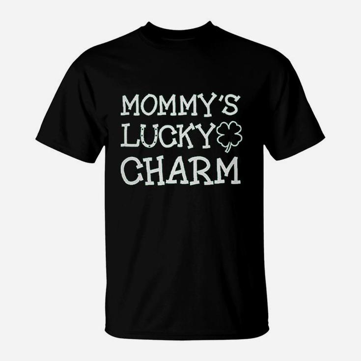 Mommys Lucky Charm Horseshoe Clover T-Shirt