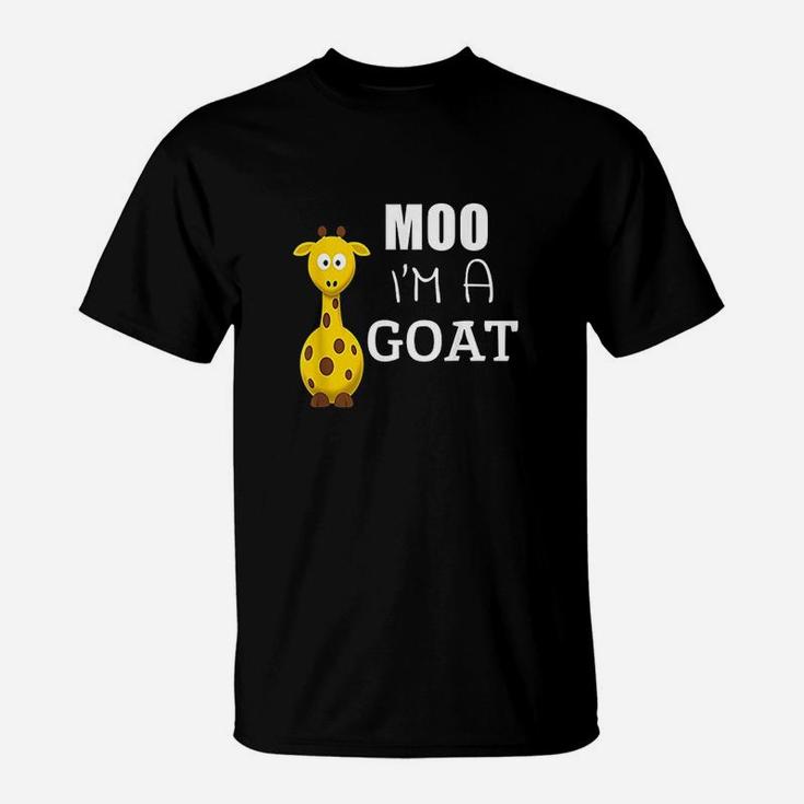 Moo I Am A Goat Funny Cartoon Giraffe Graphic Ironic T-Shirt