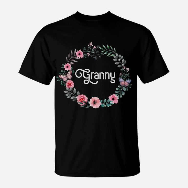 Mothers Day Gift For Grandma Men Women Floral Granny T-Shirt